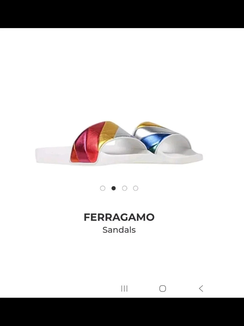 Salvatore Ferragamo Groove Multicolor Rainbow Leathr Metallic Slides Size 9M NWB